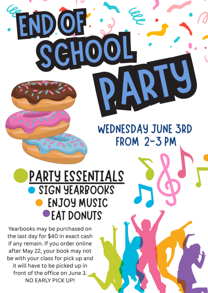Flyer for end of school party